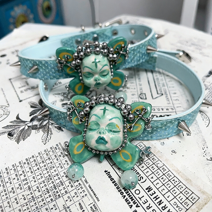 Teal Butterfly Bone Ritual Choker