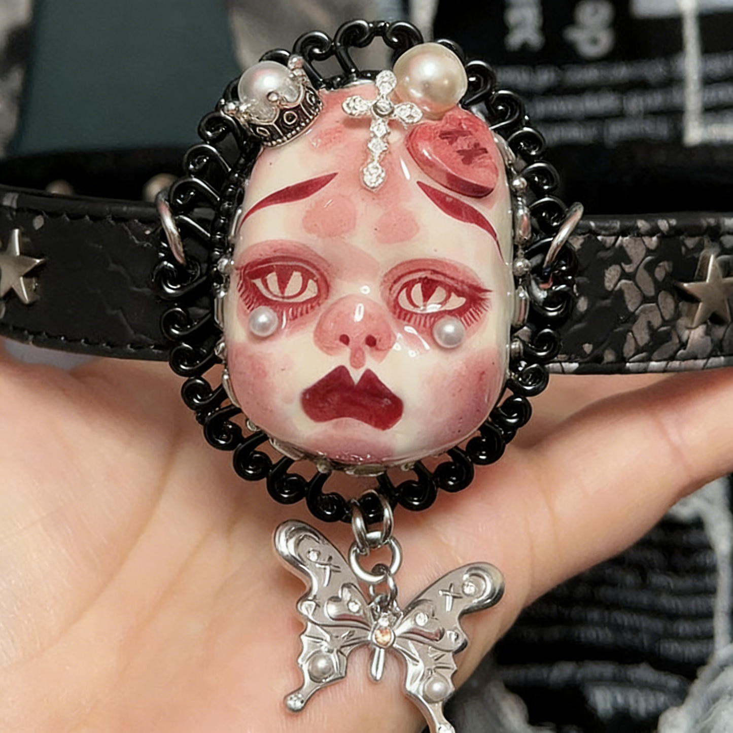 Pink Tears Butterfly Crown Choker