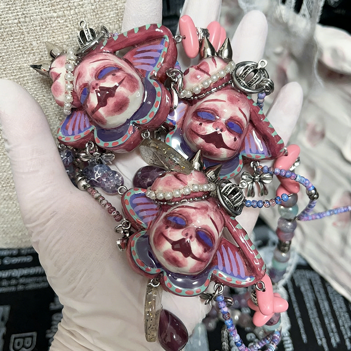 Pink-Purple Slumber Doll Necklace