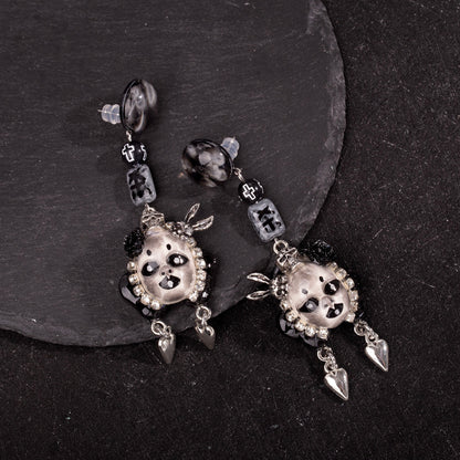 Black and White Killing Heart Freak Baby Earrings