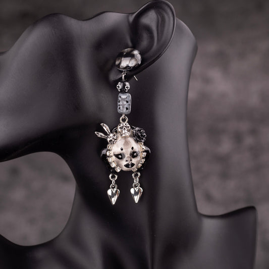 Black and White Killing Heart Freak Baby Earrings