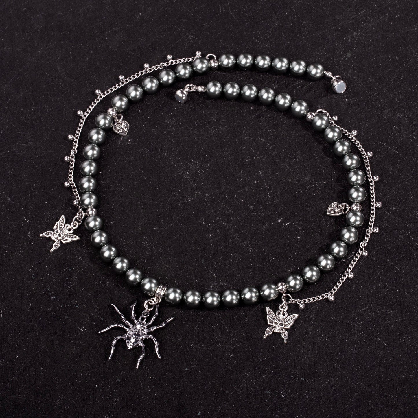 Black Spider Silver Wing Necklace