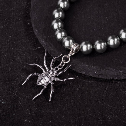 Black Spider Silver Wing Necklace