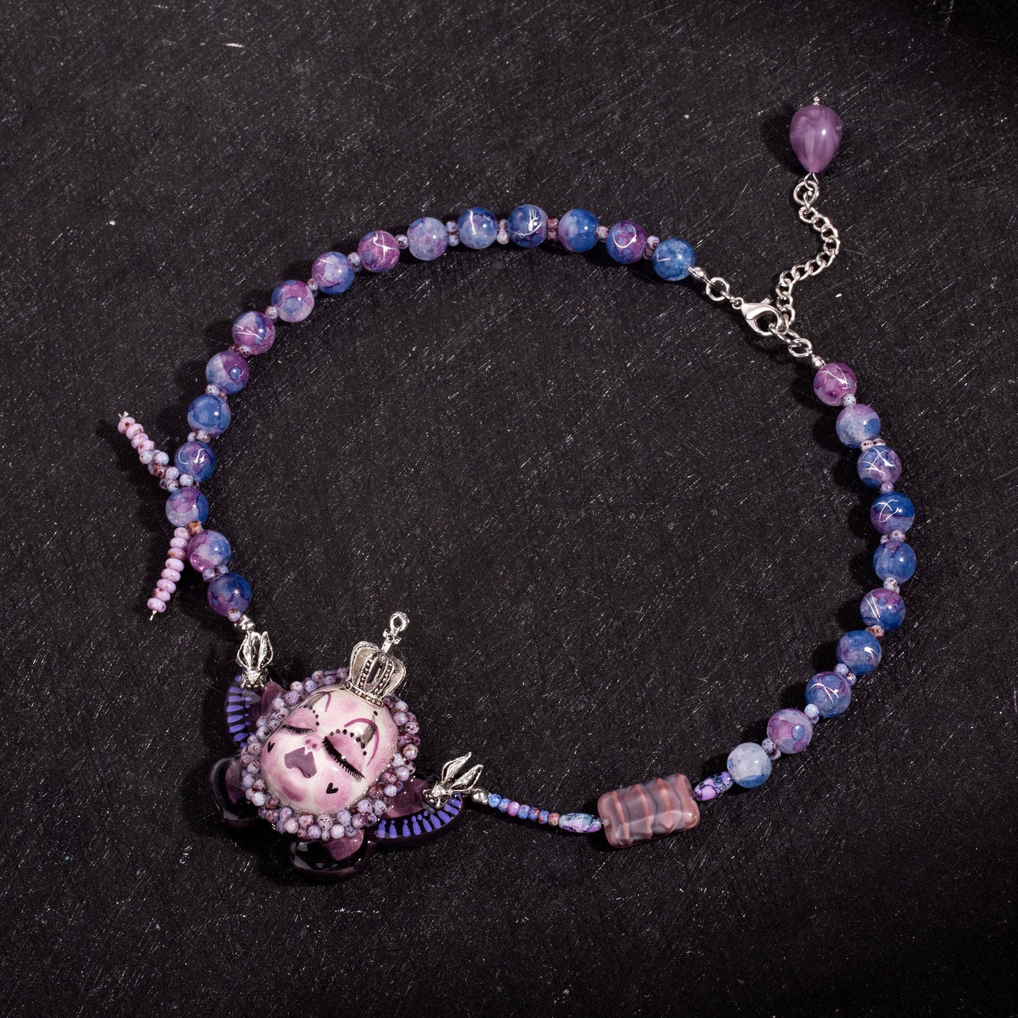 Violet Butterfly Slumber Gothic Doll Necklace