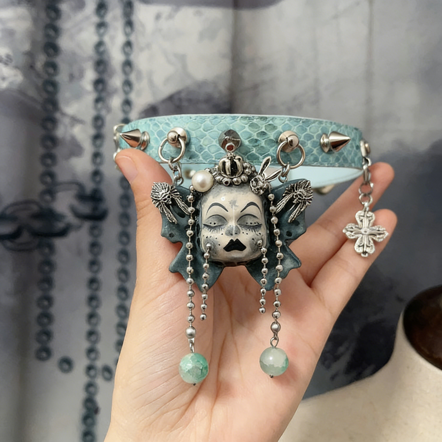 Teal Butterfly Crown Choker
