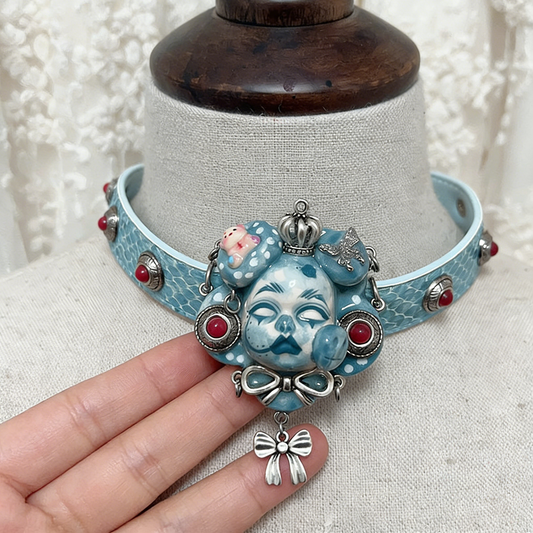 Teal Butterfly Cute Crown Choker