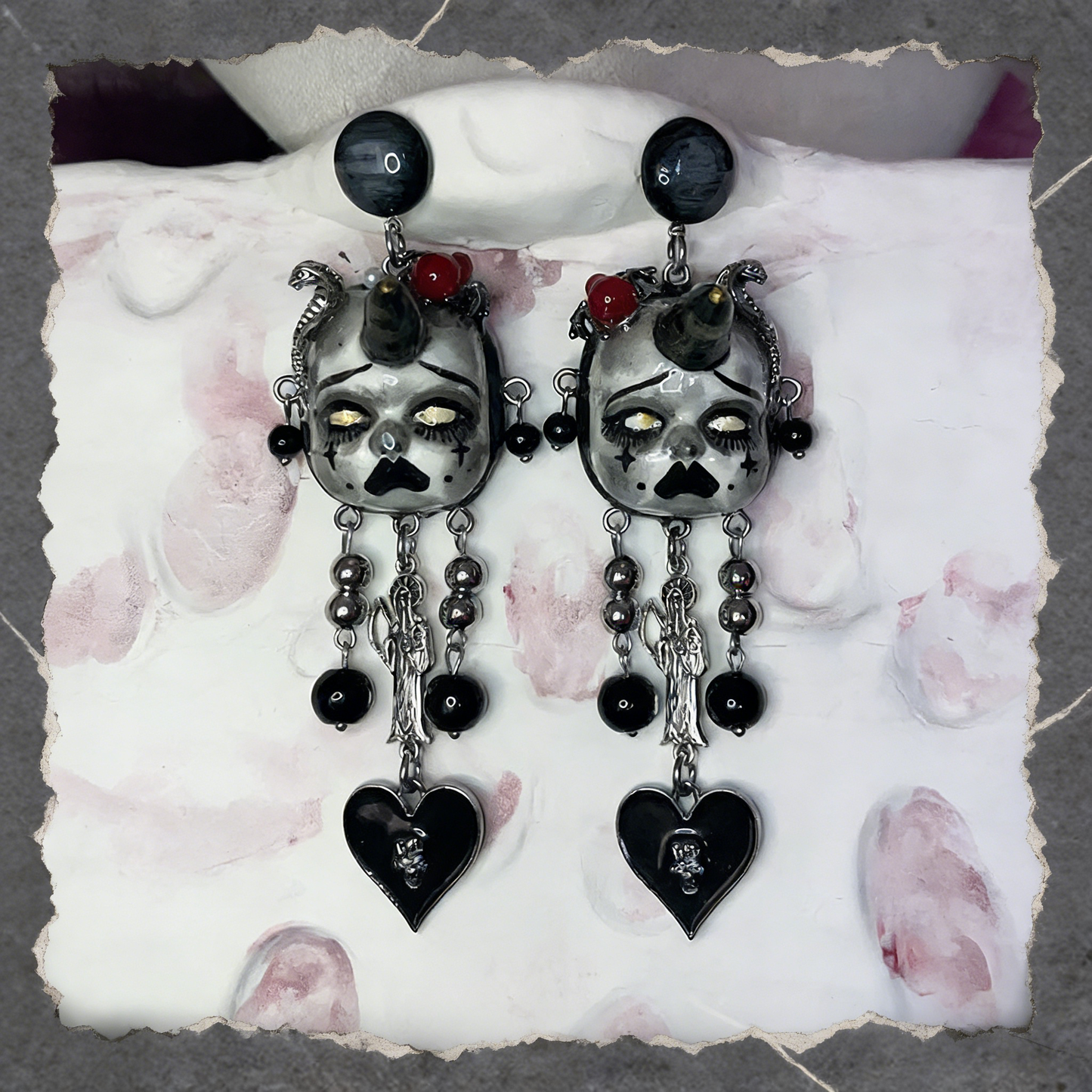Unicorn Snake Heart Freak Baby Earrings