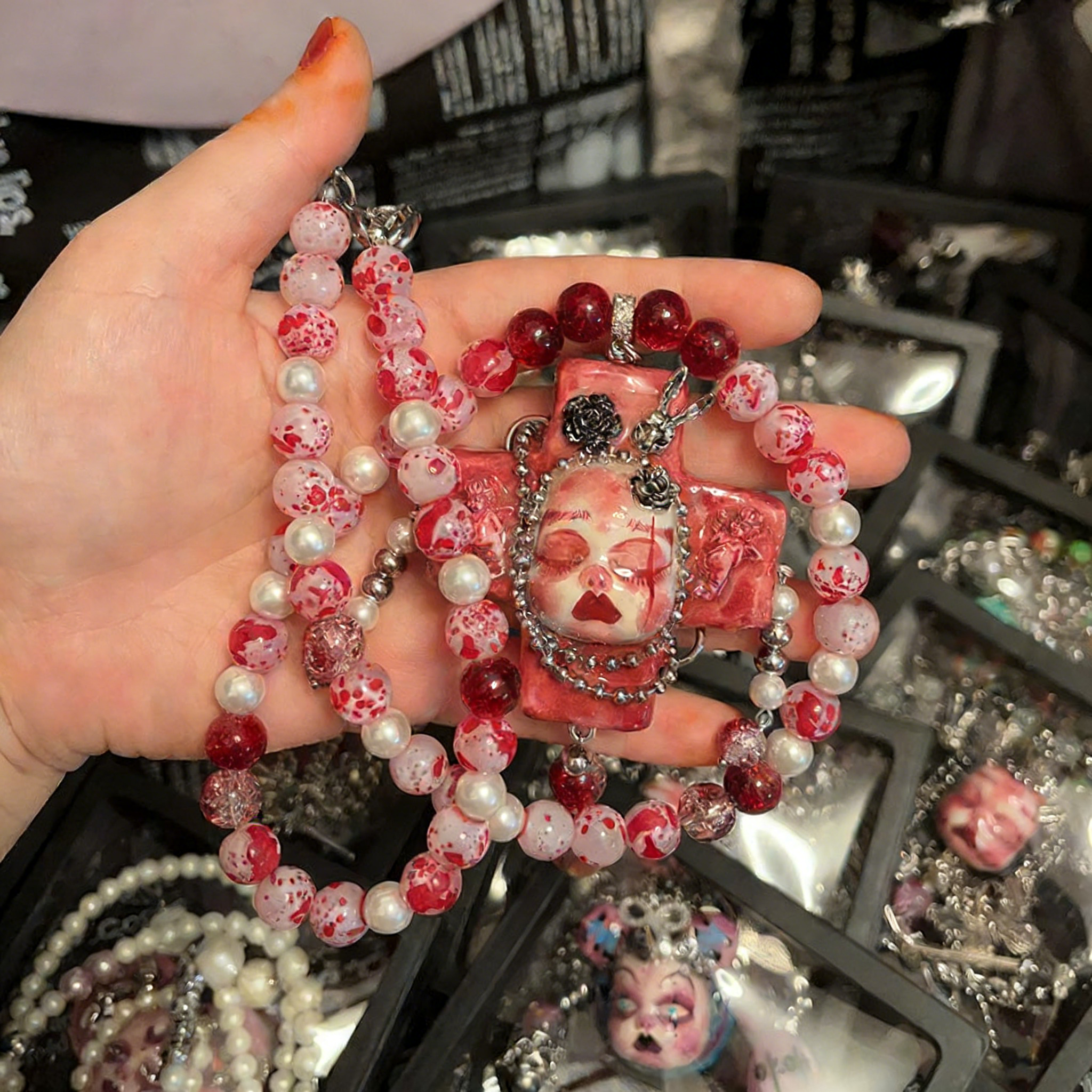 Blood Cross Slumber Gothic Doll Necklace