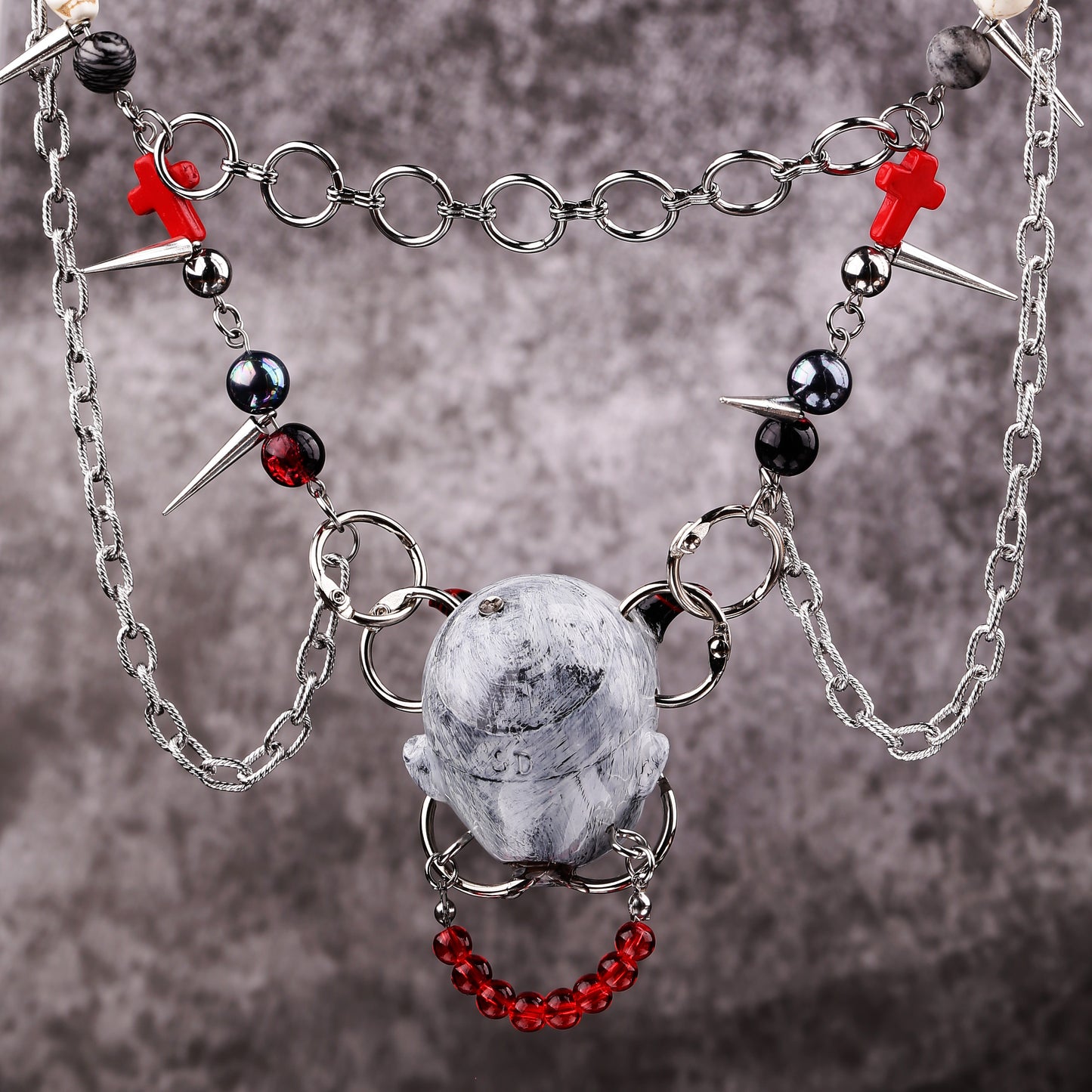 Gothic Devil Doll Head Necklace