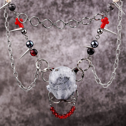 Gothic Devil Doll Head Necklace