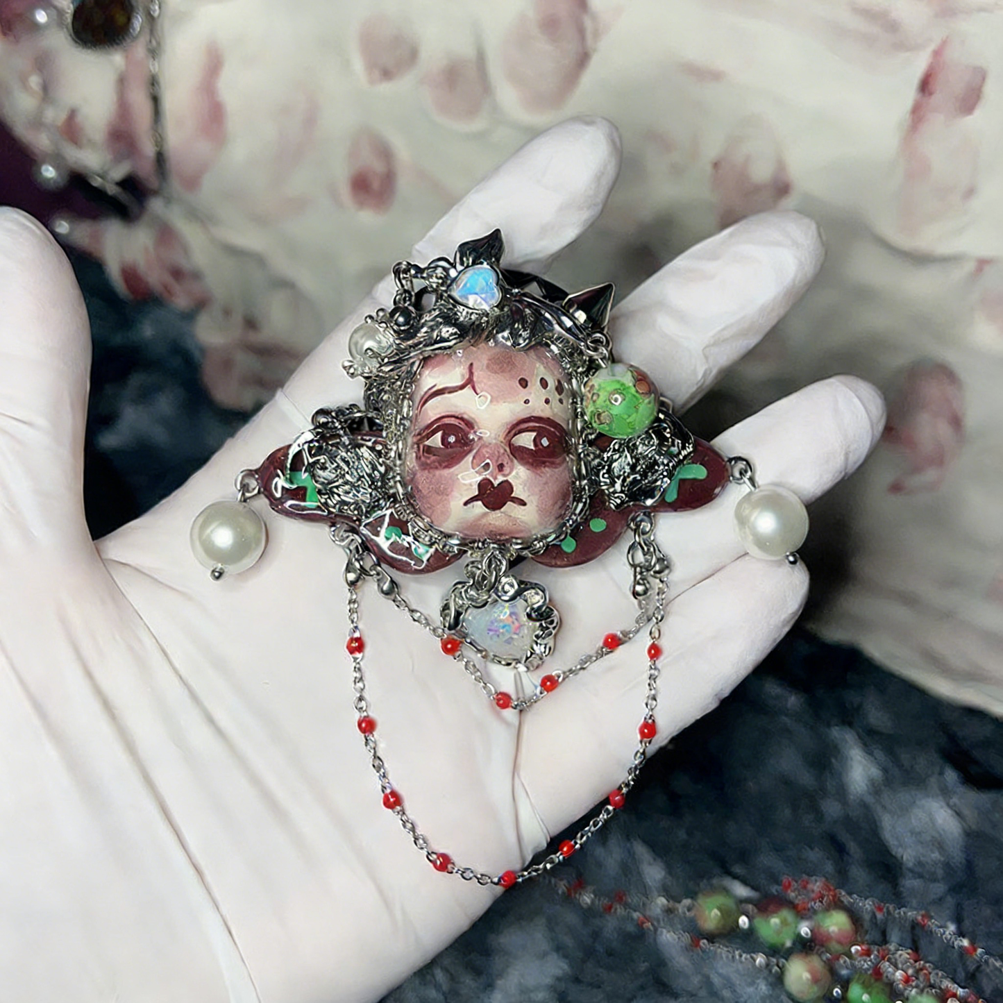 Violet Heart Nightmare Gothic Doll Necklace