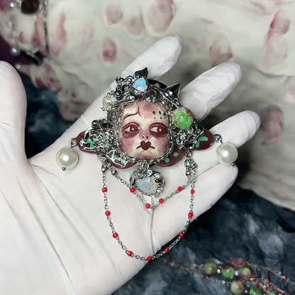 Violet Heart Nightmare Gothic Doll Necklace