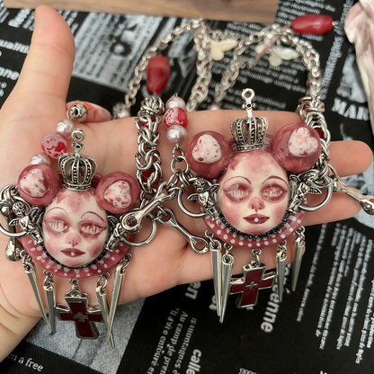 Crimson Crown Blood Cross Necklace