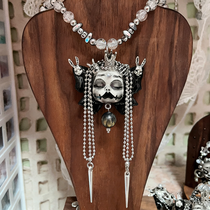 Butterfly Crown Slumber Gothic Doll Necklace Beaded Chain