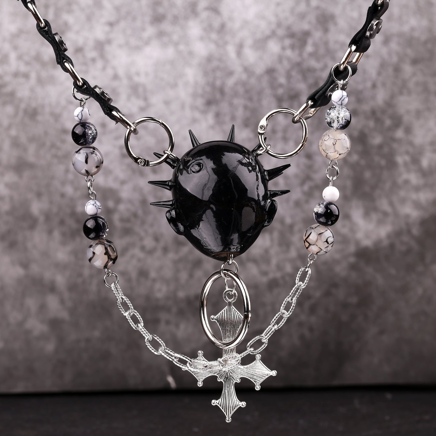 Black Rivet Cross Choker