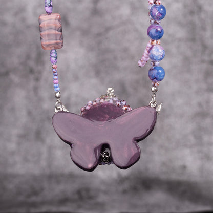 Violet Butterfly Slumber Gothic Doll Necklace