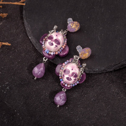 Purple Face Angel Mask Freak Baby Earrings