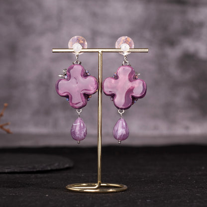 Purple Face Angel Mask Freak Baby Earrings