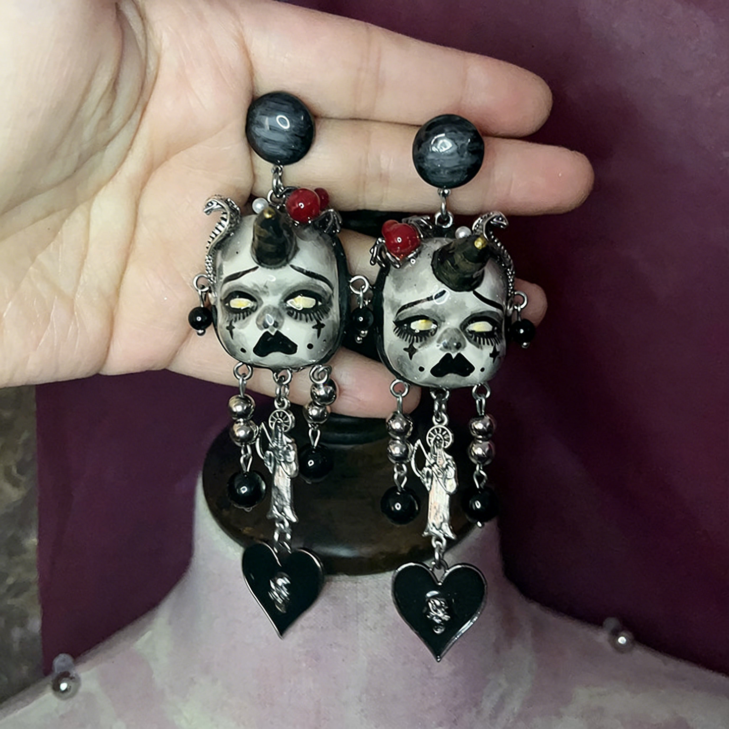 Unicorn Snake Heart Freak Baby Earrings