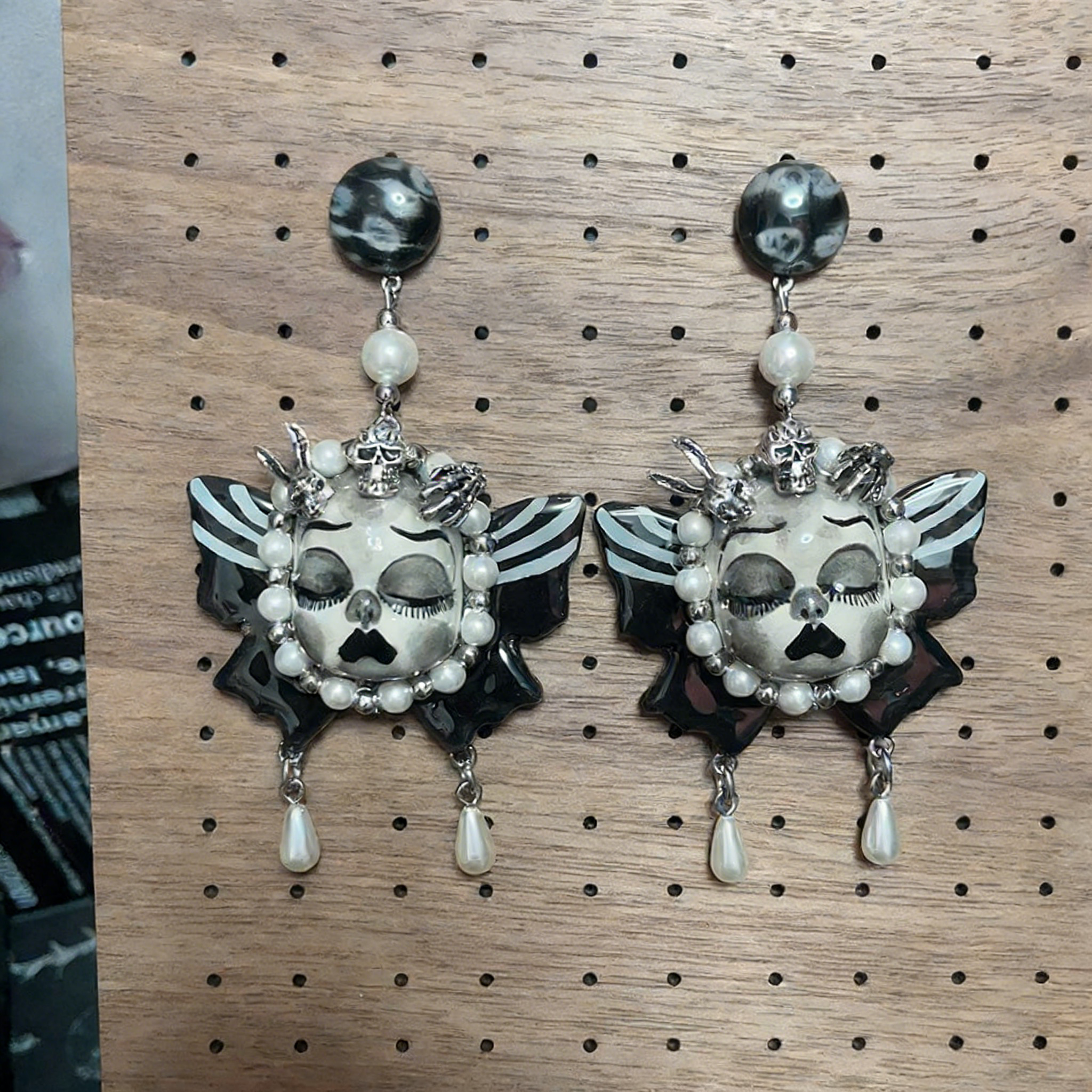 Butterfly Wing Skull Bunny Freak Baby Earrings
