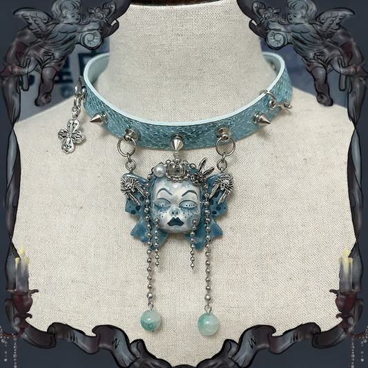 Teal Butterfly Crown Choker