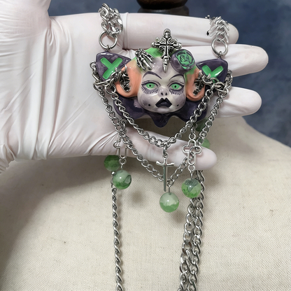 Green Pupil Gothic Doll Necklace
