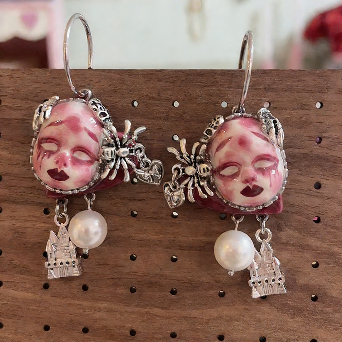 Bloody Tears Spider Castle Freak Baby Earrings