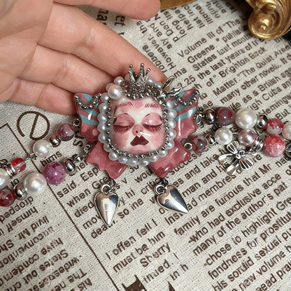 Pink Butterfly Crown Heart Bracelet
