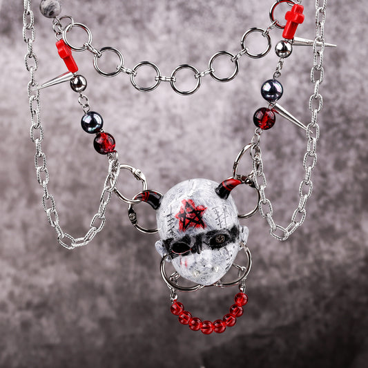 Gothic Devil Doll Head Necklace