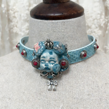 Teal Butterfly Cute Crown Choker