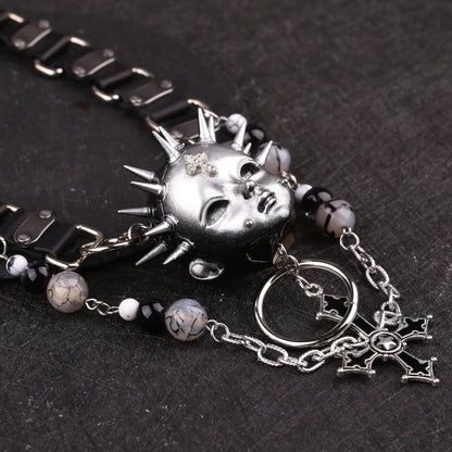 Black Rivet Cross Choker