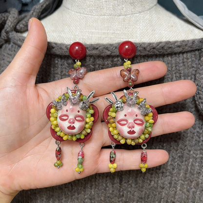 Red Butterfly Bunny Ear Freak Baby Earrings