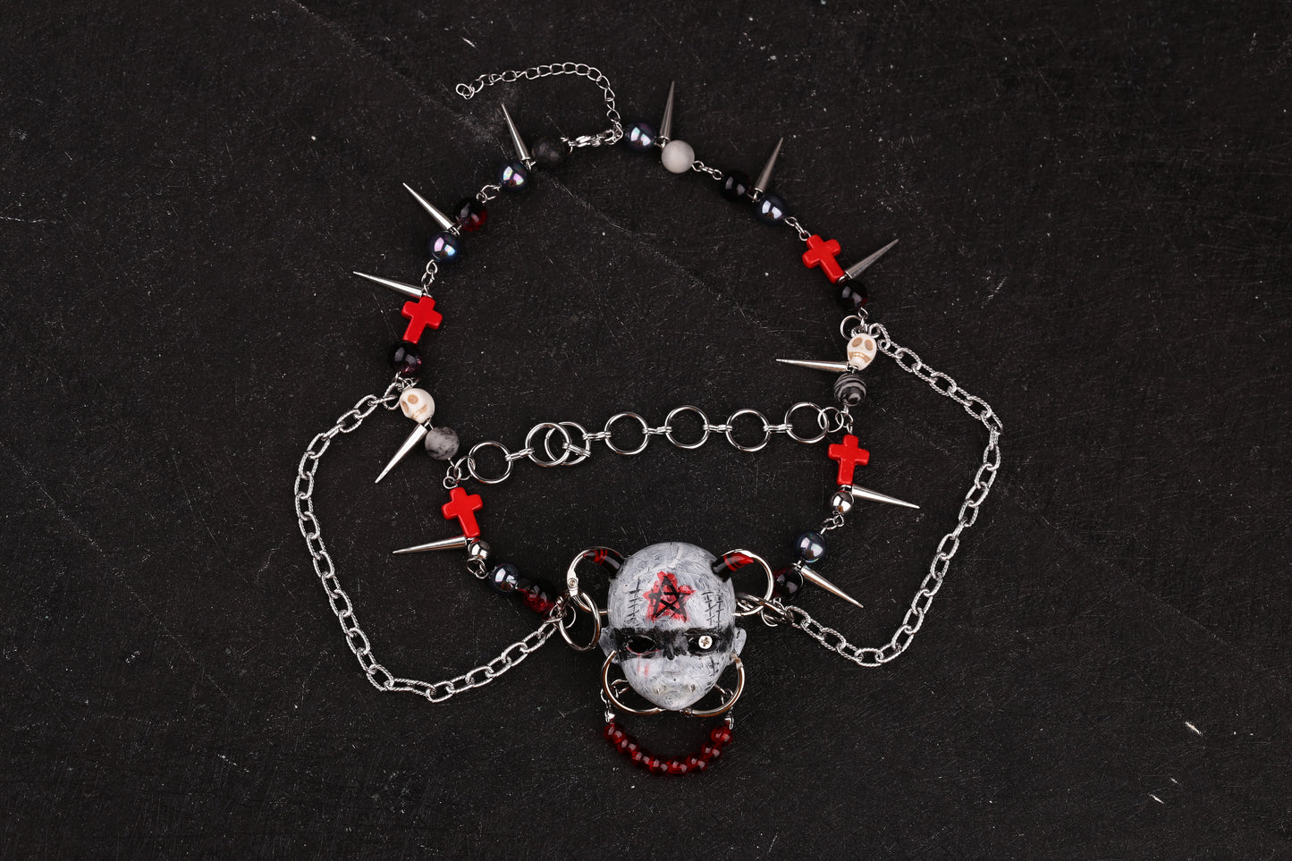 Gothic Devil Doll Head Necklace