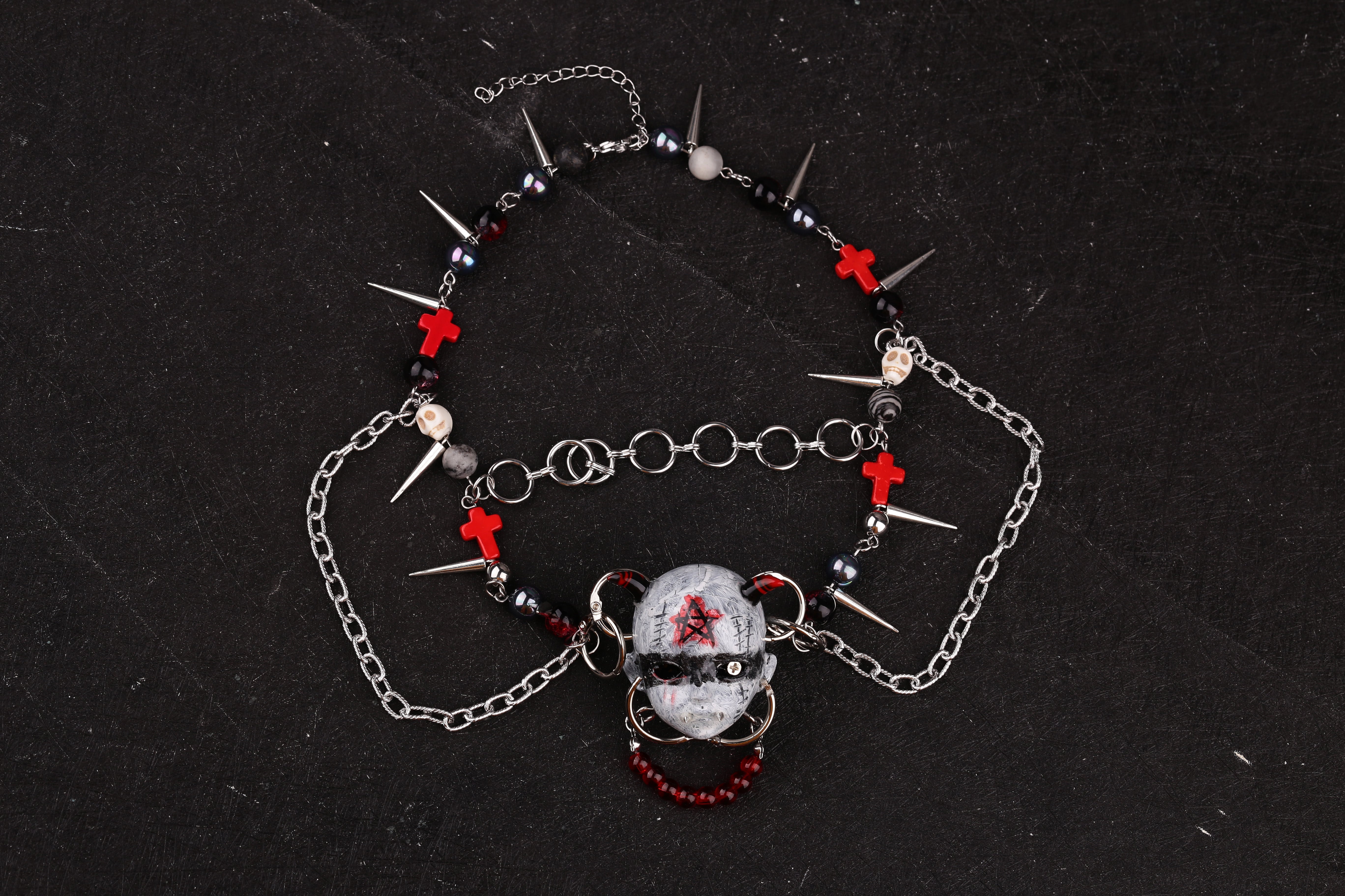 Gothic Devil Doll Head Necklace