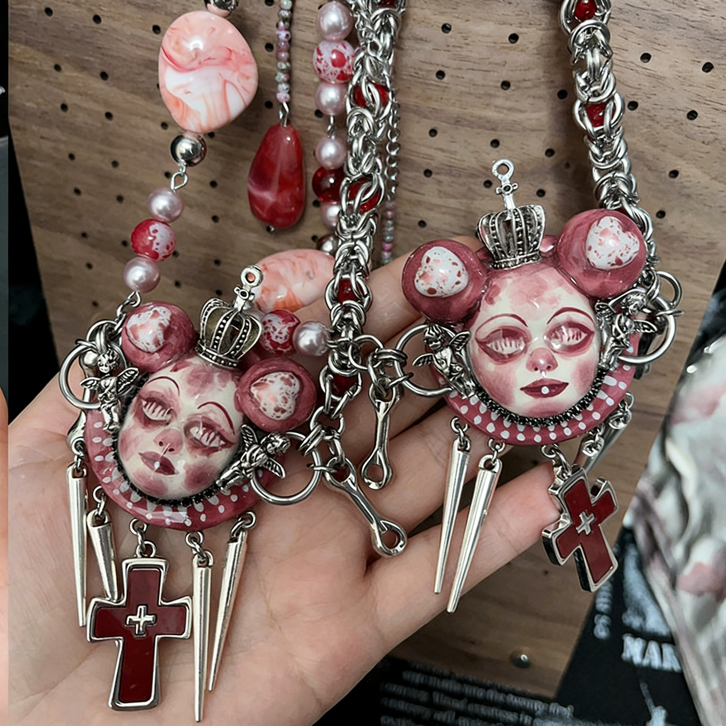Crimson Crown Blood Cross Necklace