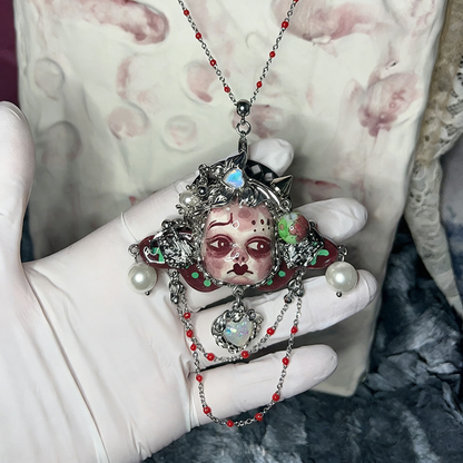 Violet Heart Nightmare Gothic Doll Necklace