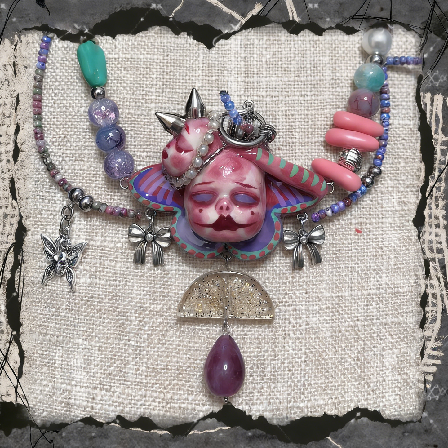 Pink-Purple Slumber Doll Necklace