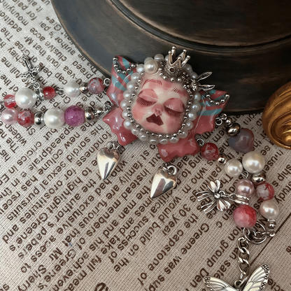Pink Butterfly Crown Heart Bracelet
