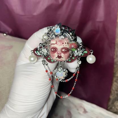 Violet Heart Nightmare Gothic Doll Necklace