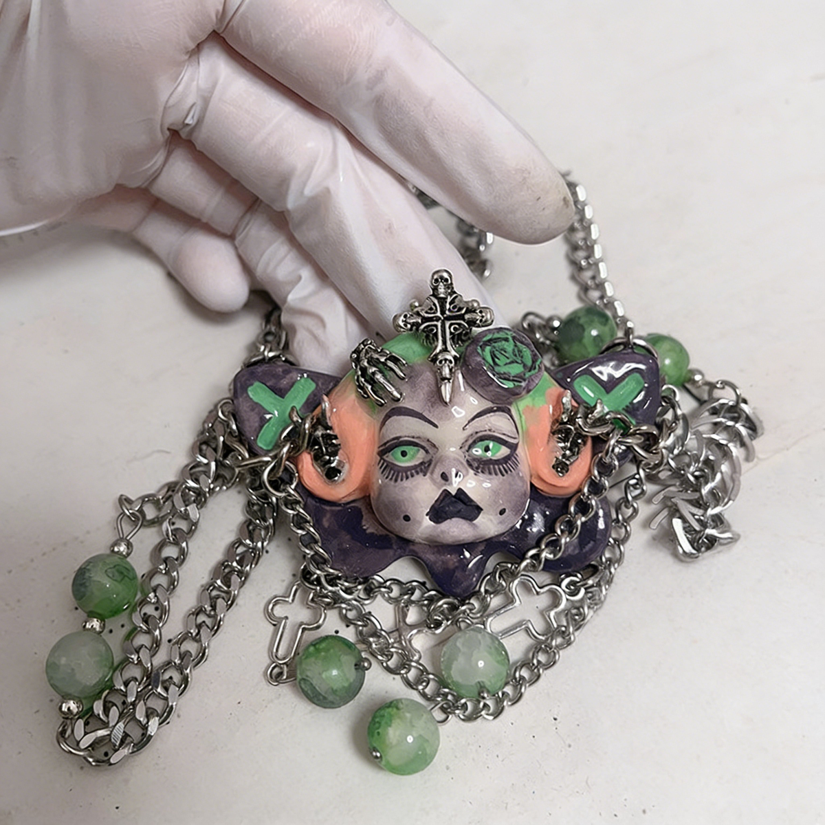 Green Pupil Gothic Doll Necklace