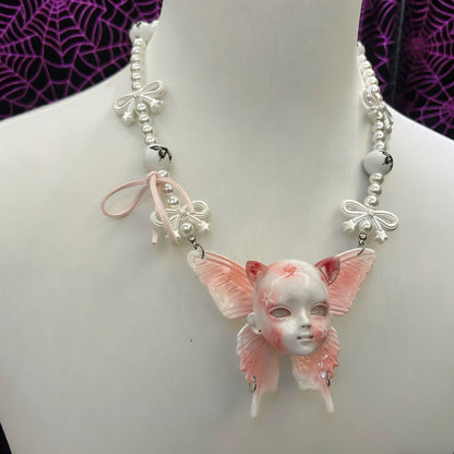 Cat Ear Butterfly Baby Head Necklace