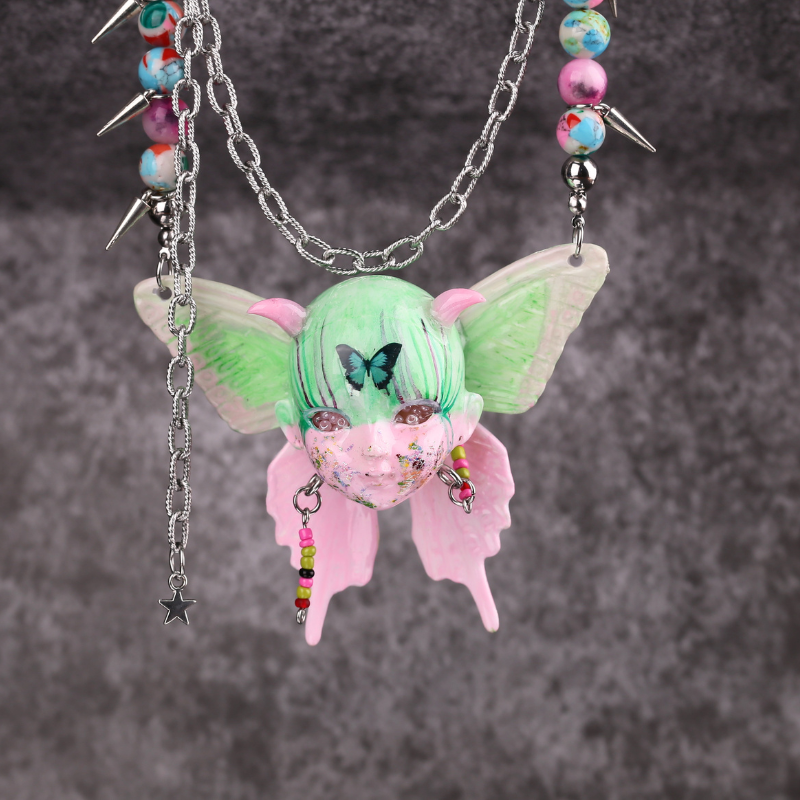 Butterfly Baby Head Dopamine Beaded Necklace