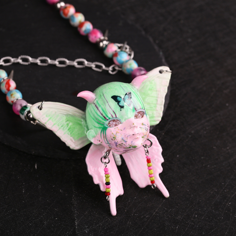 Butterfly Baby Head Dopamine Beaded Necklace