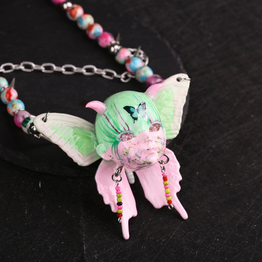 Butterfly Baby Head Dopamine Beaded Necklace