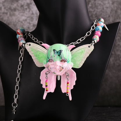 Butterfly Baby Head Dopamine Beaded Necklace
