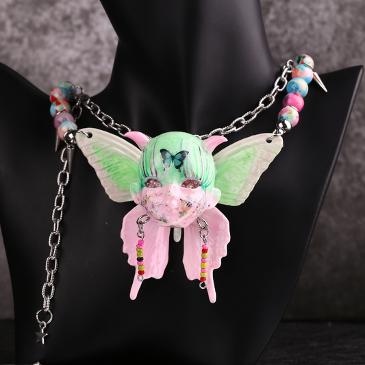 Butterfly Baby Head Dopamine Beaded Necklace
