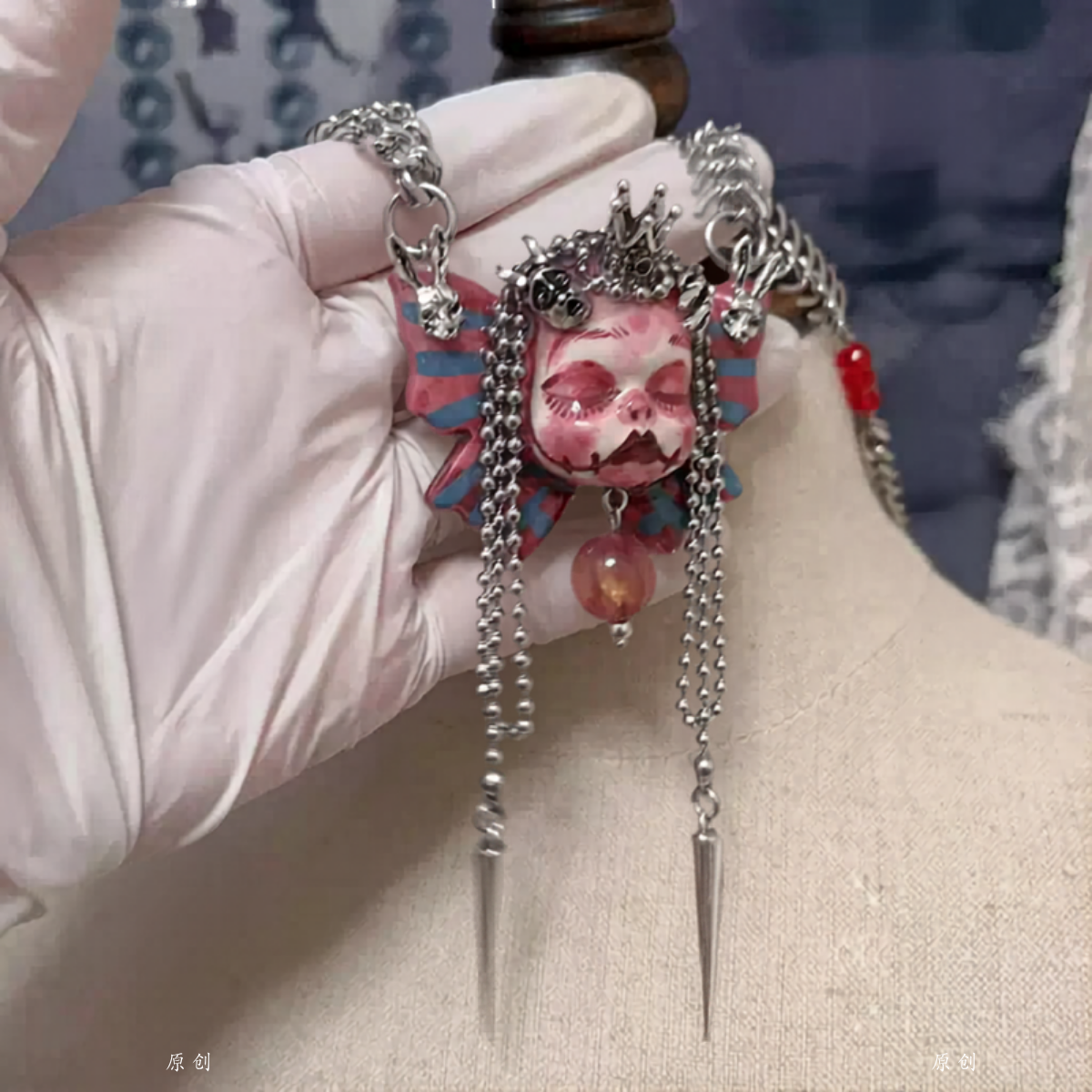 Butterfly Crown Slumber Gothic Doll Necklace