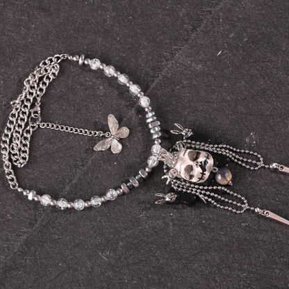 Butterfly Crown Slumber Gothic Doll Necklace Beaded Chain