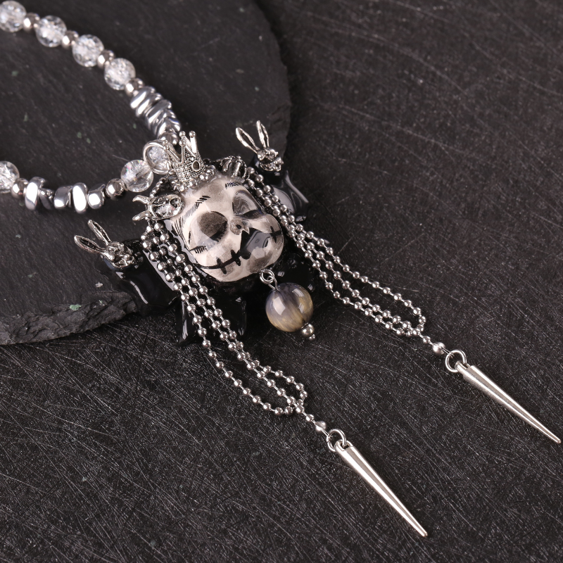 Butterfly Crown Slumber Gothic Doll Necklace Beaded Chain