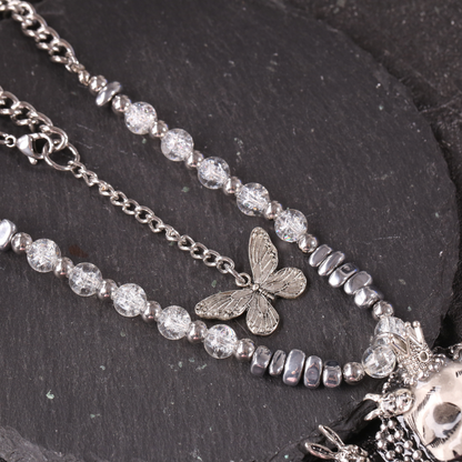 Butterfly Crown Slumber Gothic Doll Necklace Beaded Chain